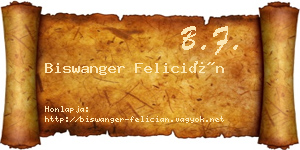 Biswanger Felicián névjegykártya